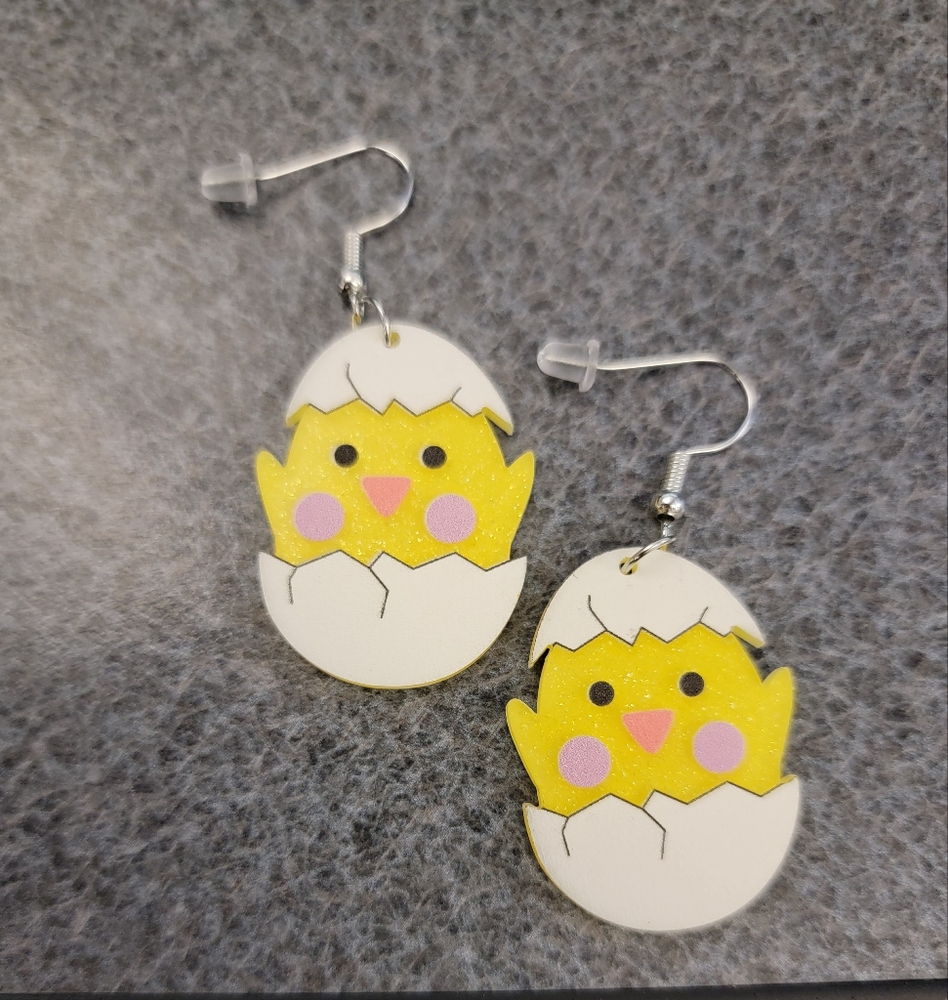 Chick in Egg Earrings